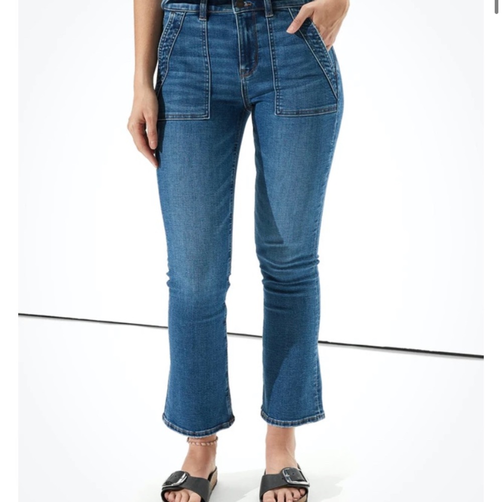 American Eagle AE High Rise Skinny Kick Crop Jeans Size 22 Long